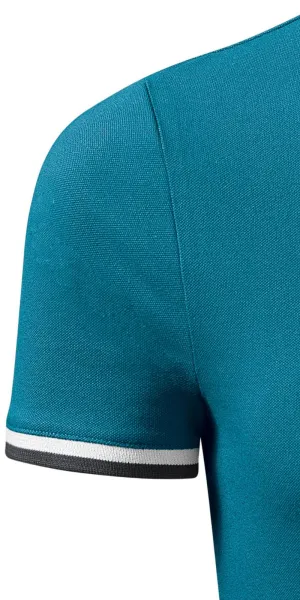 Vīriešu polo krekls ar apkakli uz augšu - Īsas piedurknes ar kontrastējošām svītrām